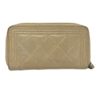Chanel Wallet Boy Beige Gold Zip Around Lambskin — view 2