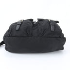 Prada Tessuto Nylon Triangle Logo Leather Backpack Black — view 5