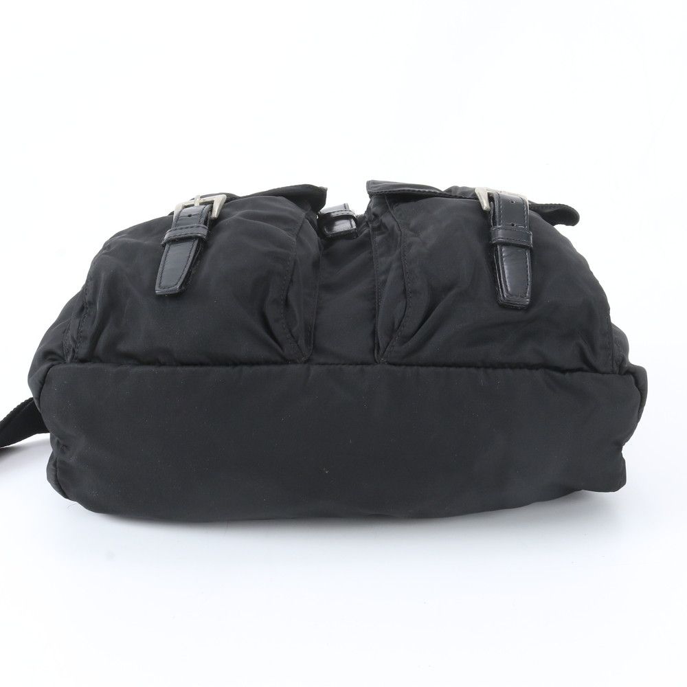 Prada Tessuto Nylon Triangle Logo Leather Backpack Black — view 5