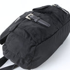 Prada Tessuto Nylon Triangle Logo Leather Backpack Black — view 4