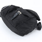 Prada Tessuto Nylon Triangle Logo Leather Backpack Black — view 6