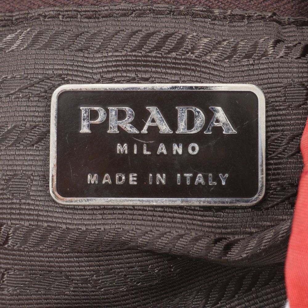 Prada Tessuto Nylon Triangle Logo Leather Backpack Shoulder Bag — view 8