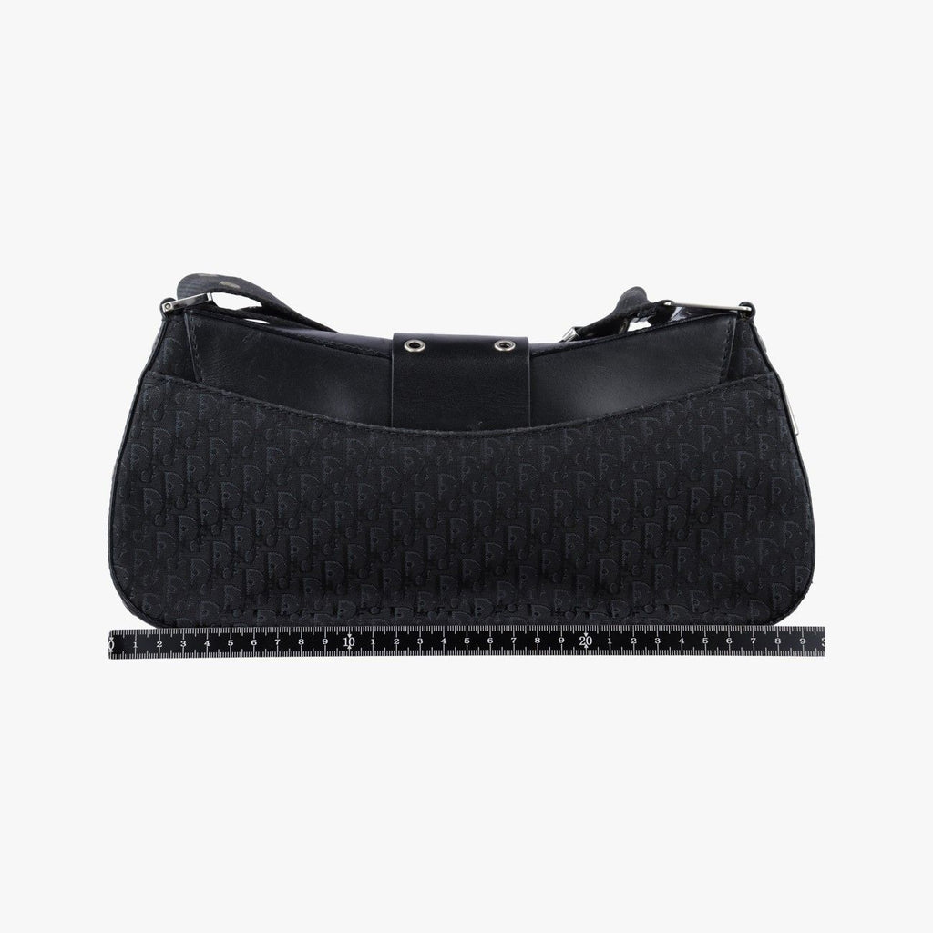 Dior Street Chic Columbus Black Canvas Leather Shoulder Bag — view 2