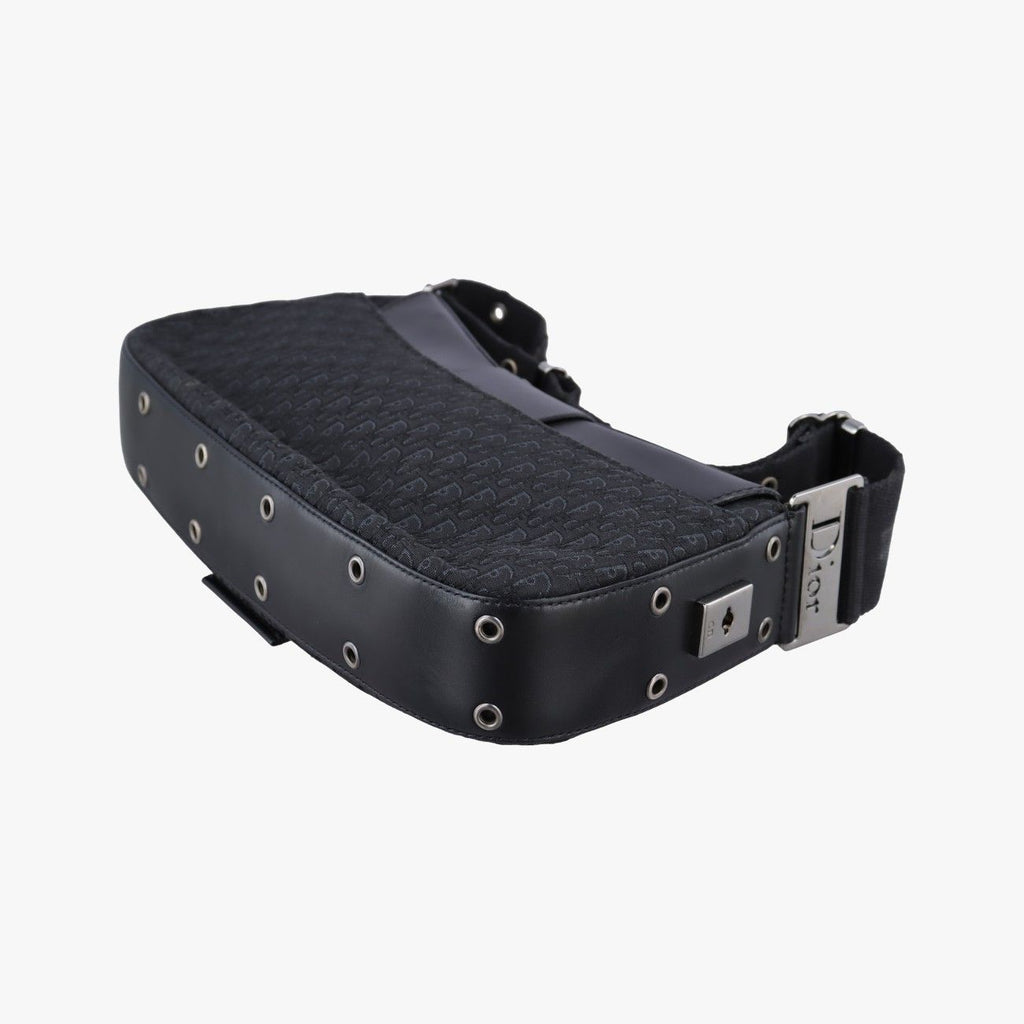 Dior Street Chic Columbus Black Canvas Leather Shoulder Bag — view 6
