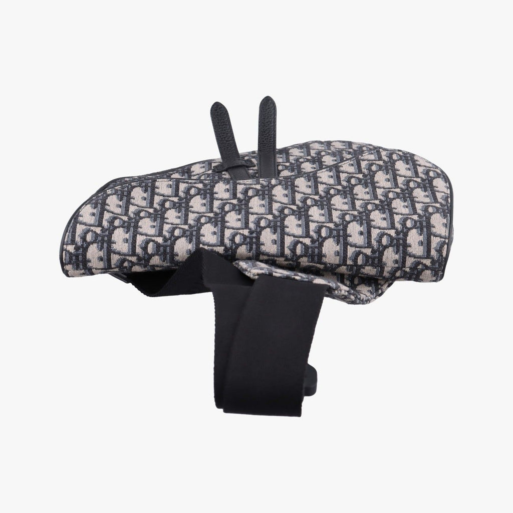 Dior Saddle Bag Gray Navy Jacquard Leather — view 8