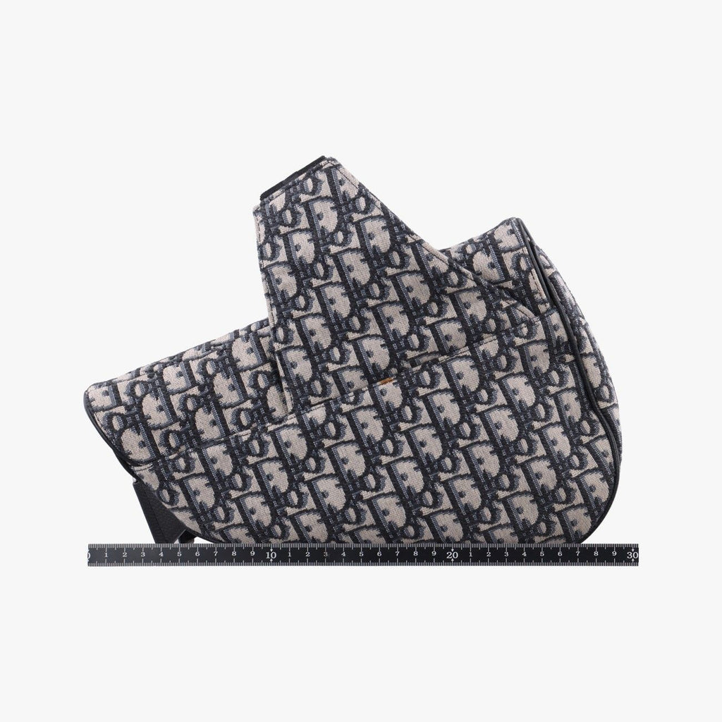 Dior Saddle Bag Gray Navy Jacquard Leather — view 2