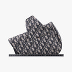 Dior Saddle Bag Gray Navy Jacquard Leather — view 2