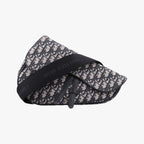 Dior Saddle Bag Gray Navy Jacquard Leather