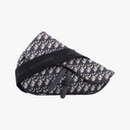 Dior Saddle Bag Gray Navy Black Jacquard Leather