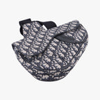 Dior Saddle Bag Gray Navy Black Jacquard Leather — view 5