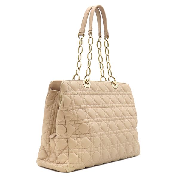 Dior Tote Cannage Chain Leather Pink Beige Gold — view 2