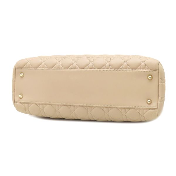 Dior Tote Cannage Chain Leather Pink Beige Gold — view 3