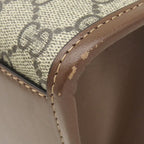 Gucci 2-Way GG Small Tote Supreme Canvas Leather Beige Ebony Gold Handbag — view 4