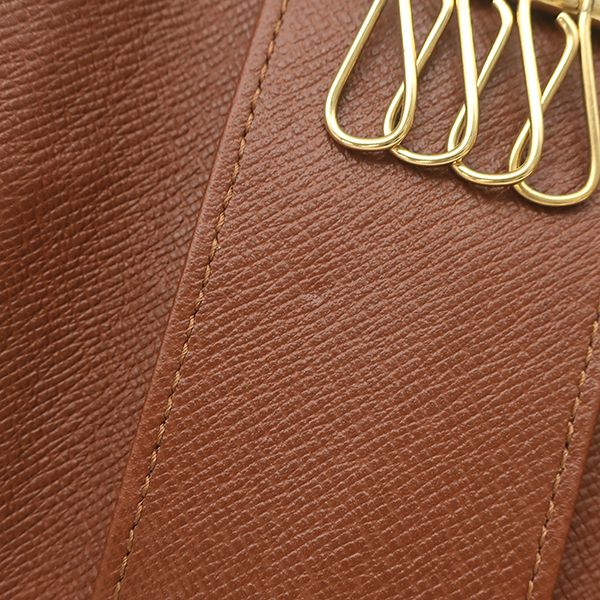 Louis Vuitton Key Case Multicles 4 Monogram Canvas Gold Brown Key Holder Coin — view 8