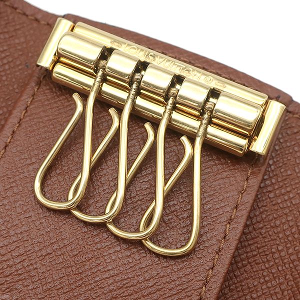 Louis Vuitton Key Case Multicles 4 Monogram Canvas Gold Brown Key Holder Coin — view 7