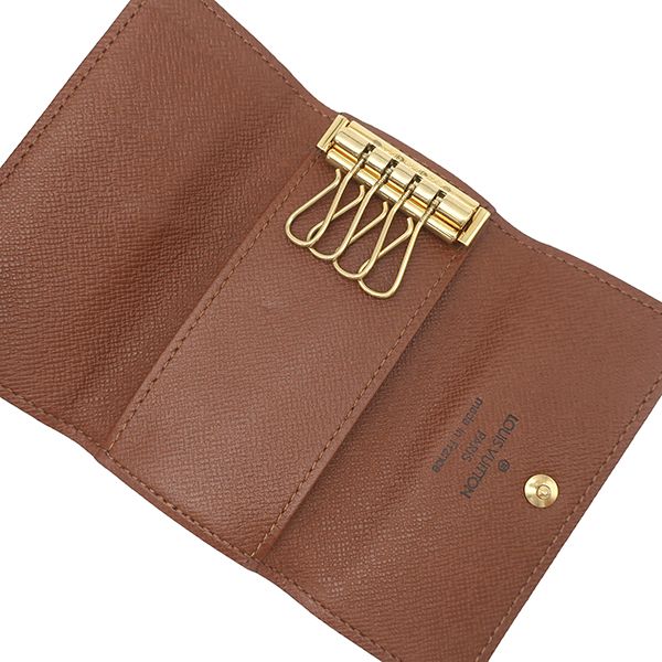 Louis Vuitton Key Case Multicles 4 Monogram Canvas Gold Brown Key Holder Coin — view 6