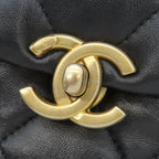 Chanel Shoulder Bag Mini Flap Lambskin Black Gold CC Logo — view 5