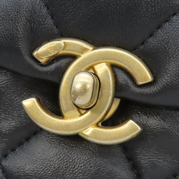 Chanel Shoulder Bag Mini Flap Lambskin Black Gold CC Logo — view 5