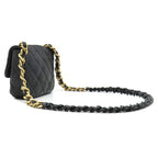 Chanel Shoulder Bag Mini Flap Lambskin Black Gold CC Logo — view 2