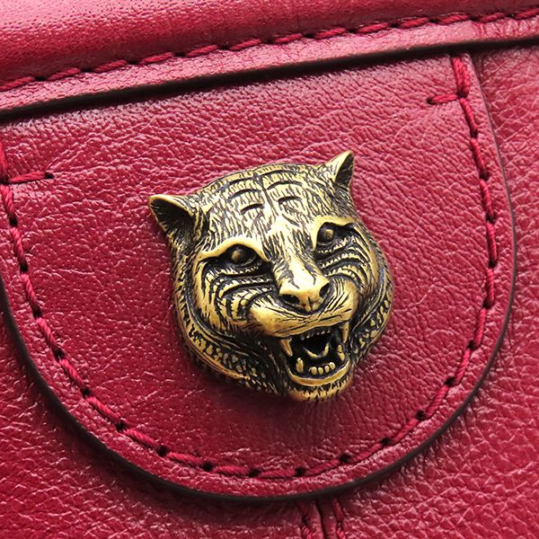 Gucci 2-Way Liber Medium Top Handle Tote Leather Red Gold Handbag — view 8