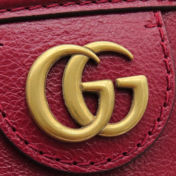 Gucci 2-Way Liber Medium Top Handle Tote Leather Red Gold Handbag — view 7