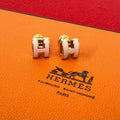Hermes Mini Pop H Earrings Gold Pink