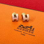 Hermes Mini Pop H Earrings Gold Pink