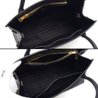 Prada Handbag Monochrome Medium Black Saffiano Cuirno Leather Gold — view 5