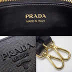 Prada Handbag Monochrome Medium Black Saffiano Cuirno Leather Gold — view 7