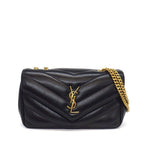 Saint Laurent Shoulder Bag Loulou Small Aaeax Black Matelasse Lambskin Gold