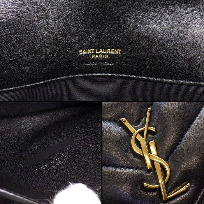 Saint Laurent Shoulder Bag Loulou Small Aaeax Black Matelasse Lambskin Gold — view 7