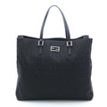Fendi Zucchino Tote Black Canvas Leather
