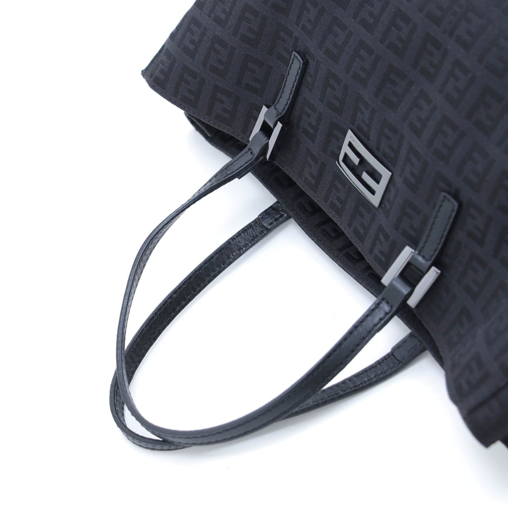 Fendi Zucchino Tote Black Canvas Leather — view 4