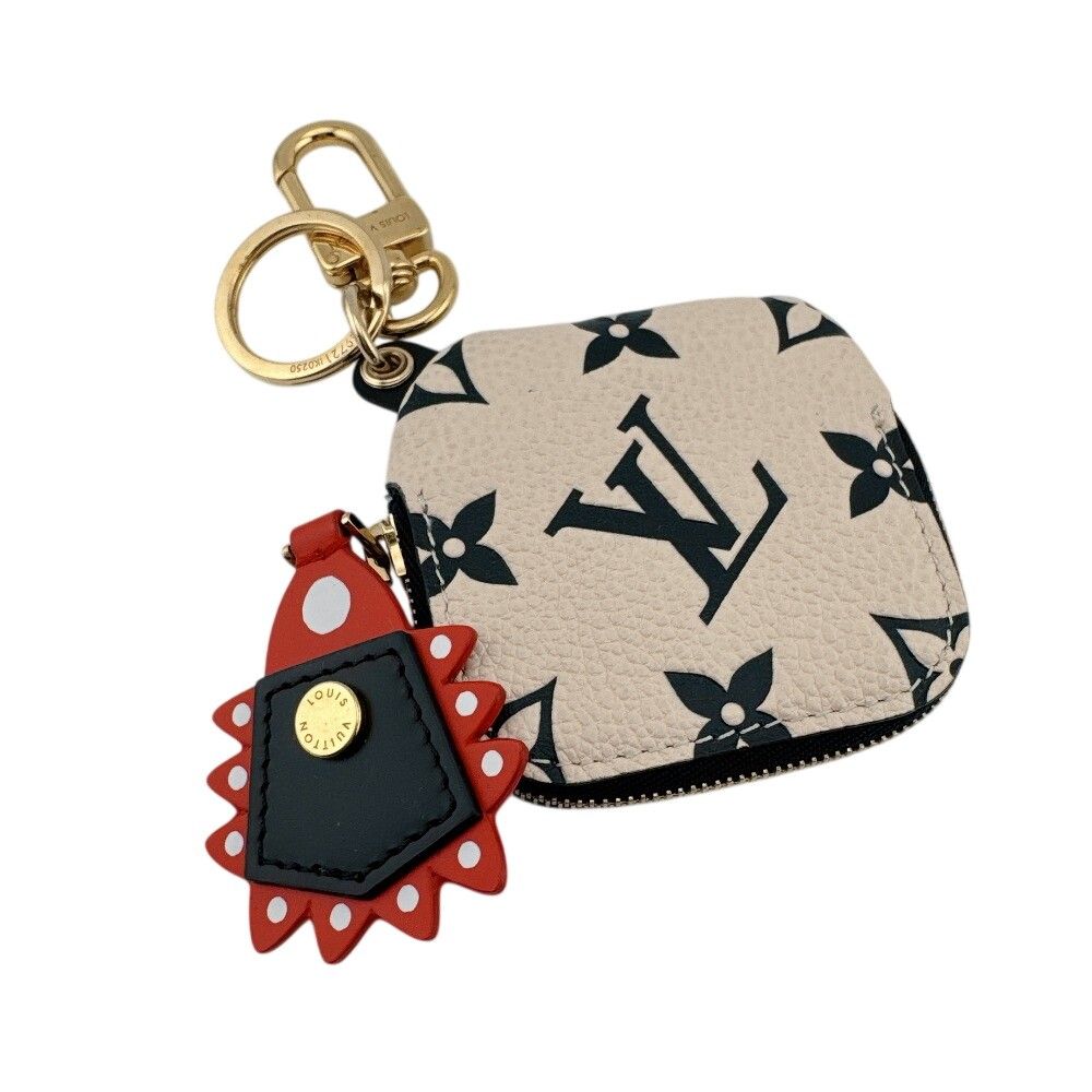 Louis Vuitton Porte Cles Pouch Key Ring Monogram Canvas Beige Keychain