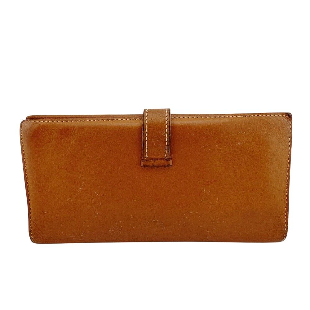 Hermes Bearn Bifold Wallet Leather Brown Silver