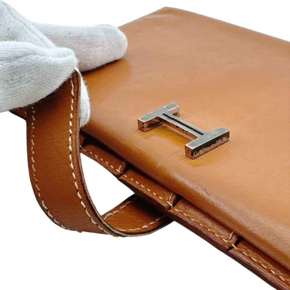Hermes Bearn Bifold Wallet Leather Brown Silver — view 4