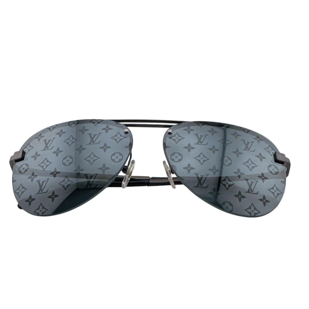 Louis Vuitton Sunglasses Clockwise Monogram Rimless Black Metal Acetate Eyewear