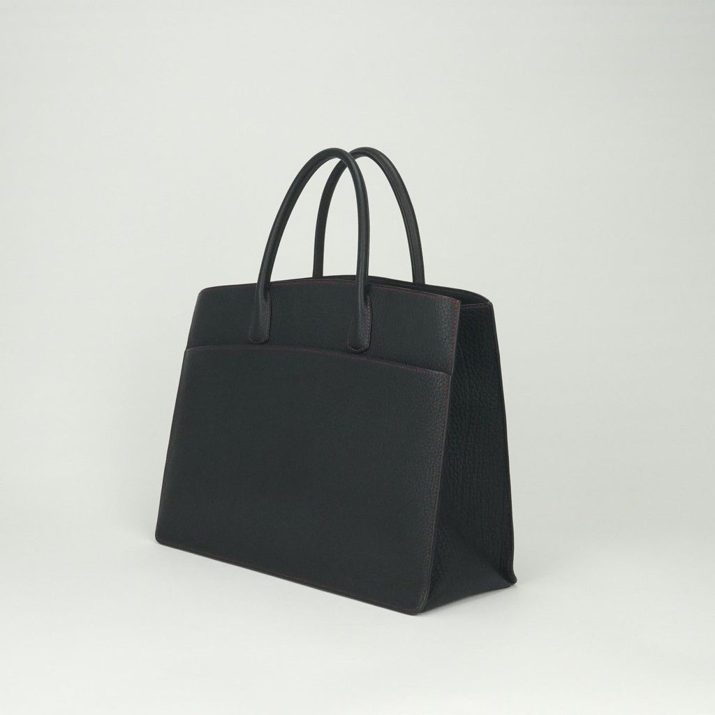 Hermes White Bus GM Tote Fjord Noir Rouge Vif Rougevif Black Red Gold Handbag — view 2