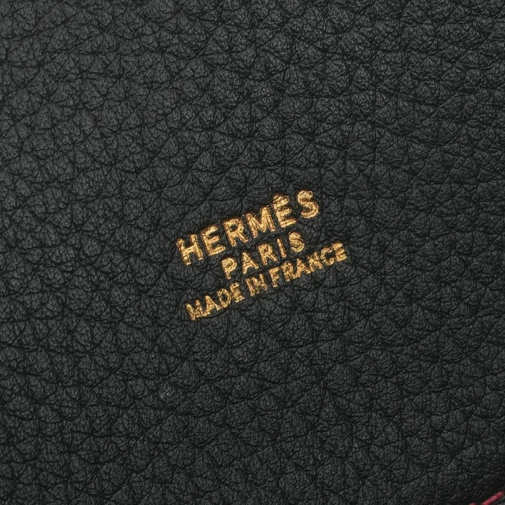 Hermes White Bus GM Tote Fjord Noir Rouge Vif Rougevif Black Red Gold Handbag — view 7