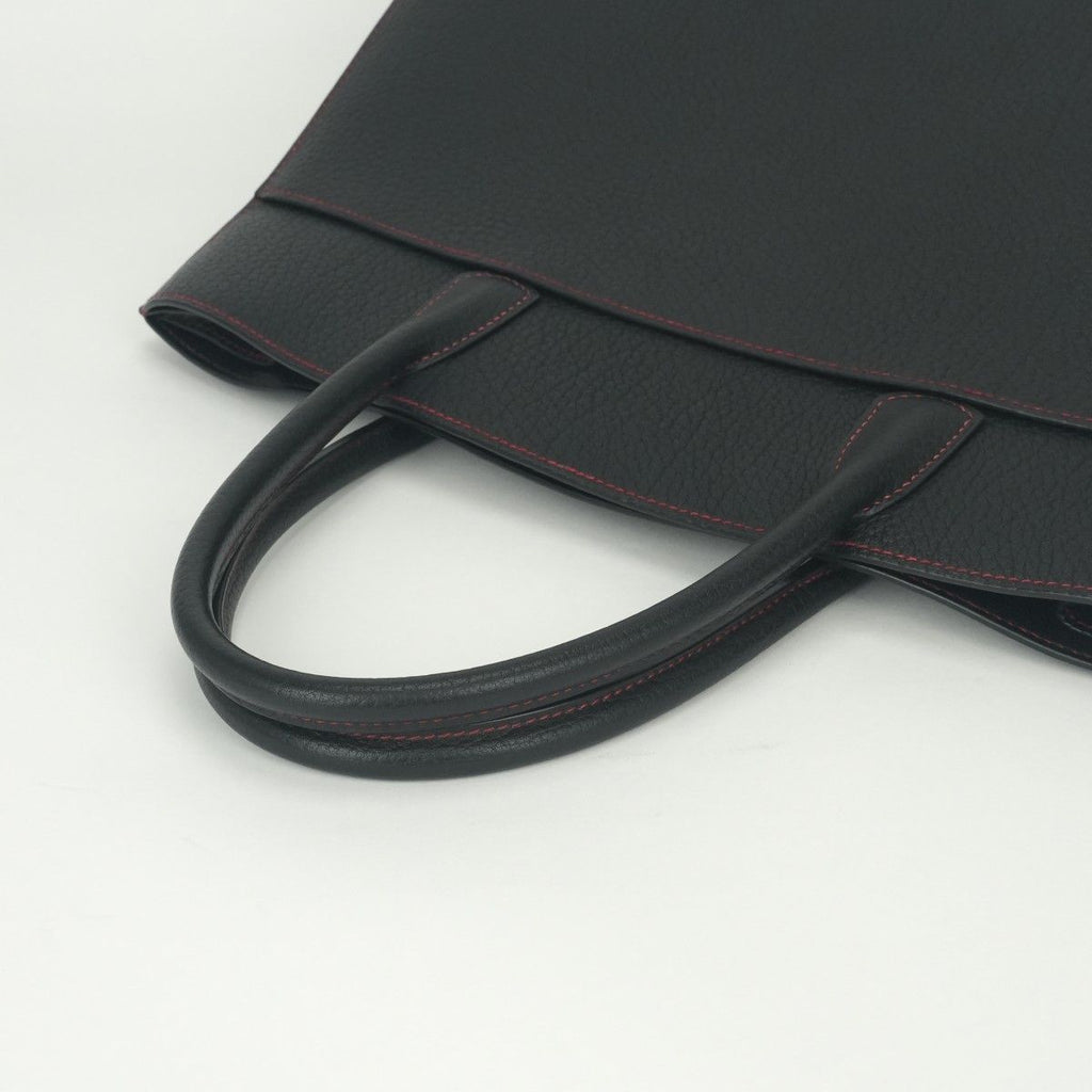 Hermes White Bus GM Tote Fjord Noir Rouge Vif Rougevif Black Red Gold Handbag — view 4