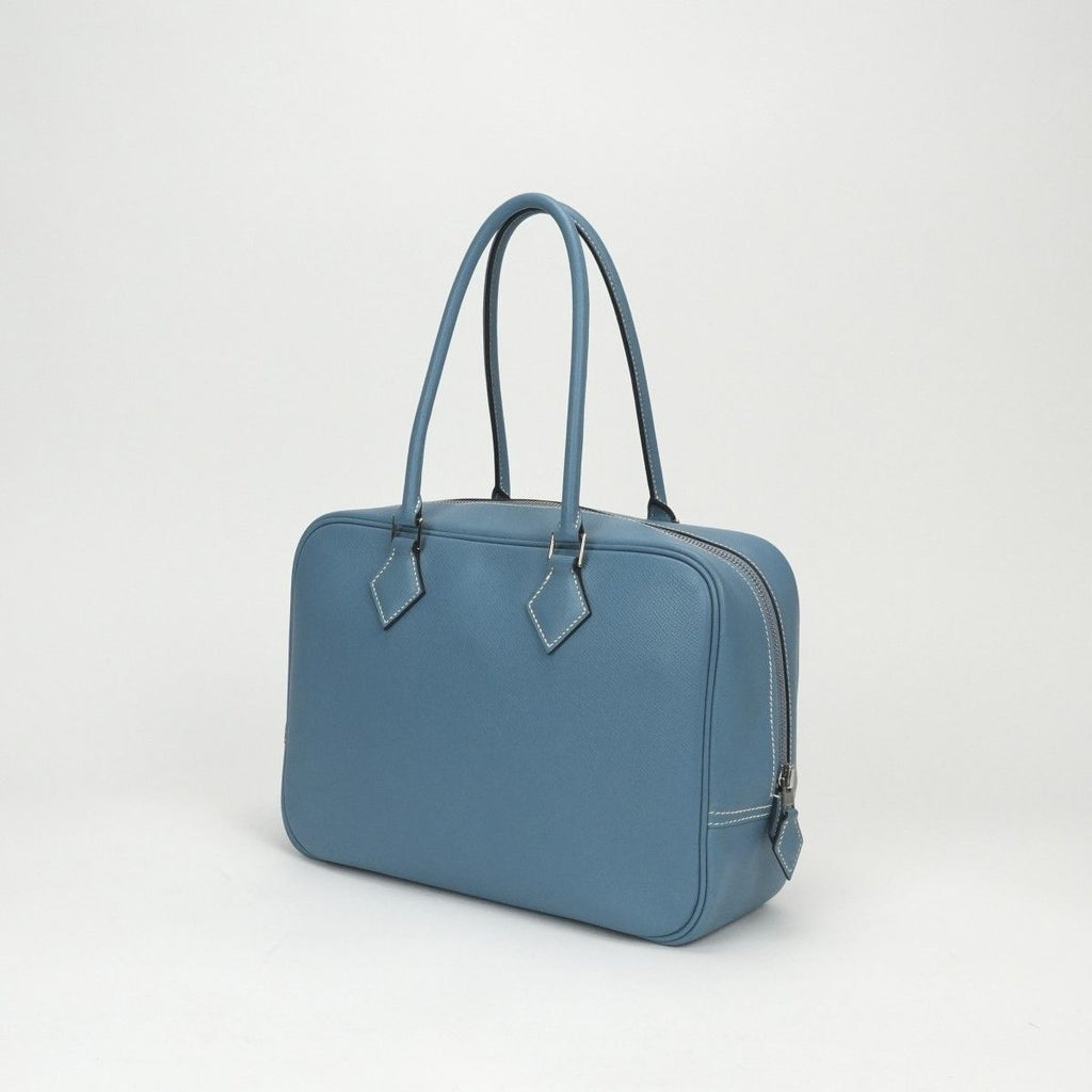 Hermes Plume 28 Tote Epsom Blue Jean Bluejean Silver Handbag Business Veau — view 2