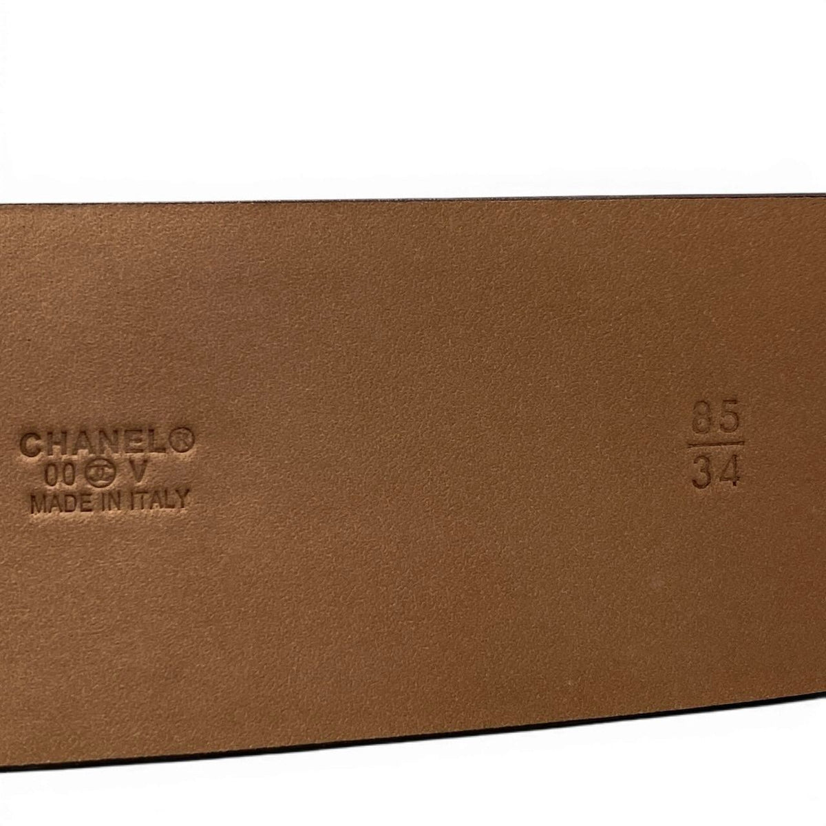 Chanel CC Logo Big Buckle Leather Belt 34/85 Black Gold — view 8