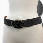 Chanel 07P CC Logo Buckle Denim Leather Belt 36/90 Gray — view 7
