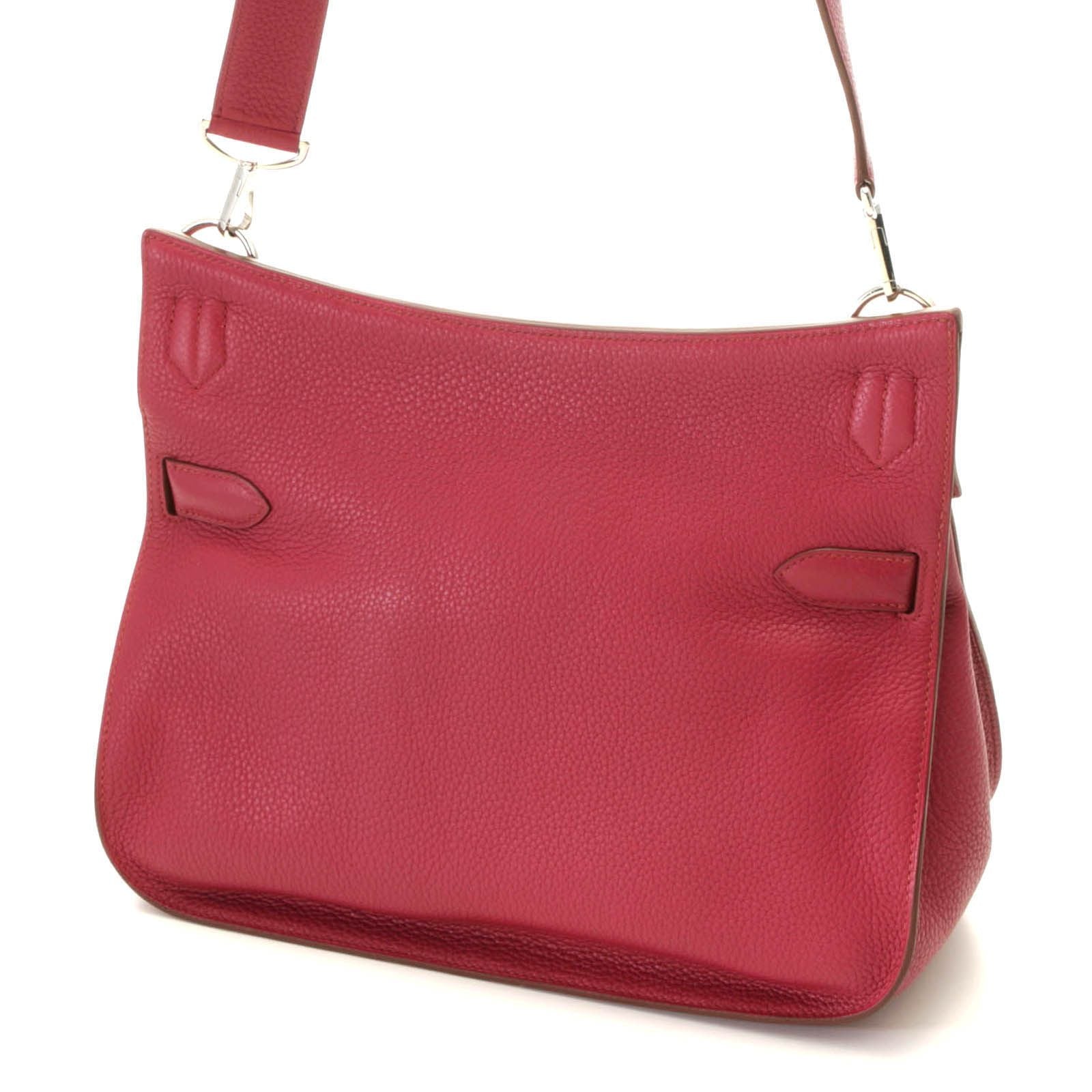 Hermes Jypsiere 34 Ruby Silver Shoulder Bag Taurillon Clemence Wine — view 2