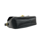 Celine Vintage Triomphe Logo Turnlock Leather Shoulder Bag Pochette Black — view 7