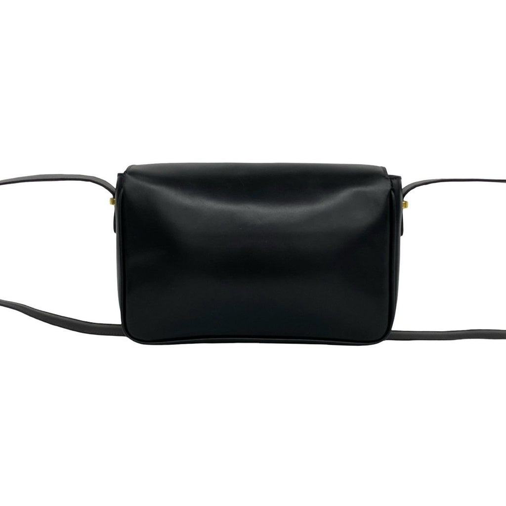 Celine Vintage Triomphe Logo Turnlock Leather Shoulder Bag Pochette Black — view 3