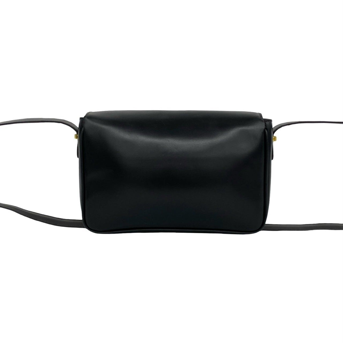 Celine Vintage Triomphe Logo Turnlock Leather Shoulder Bag Pochette Black — view 3