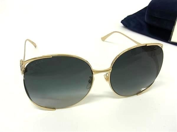 Gucci Sunglasses Interlocking G Web Stripe Gold Green Red Metal Eyewear