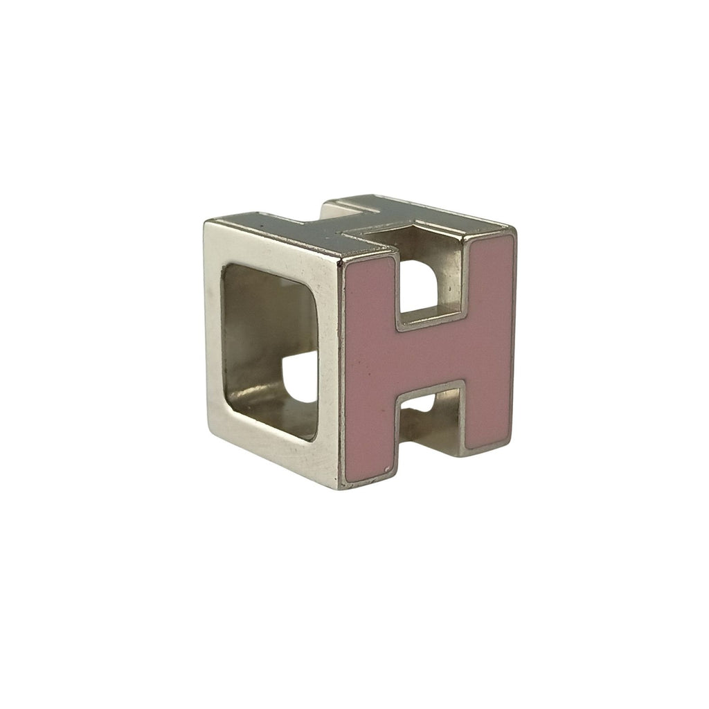 Hermes Pendant Cage D'h Cube Silver Pink Metal Necklace — view 2