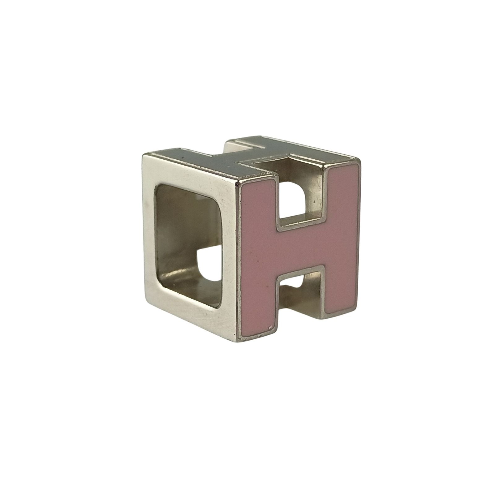 Hermes Pendant Cage D'h Cube Silver Pink Metal Necklace — view 2